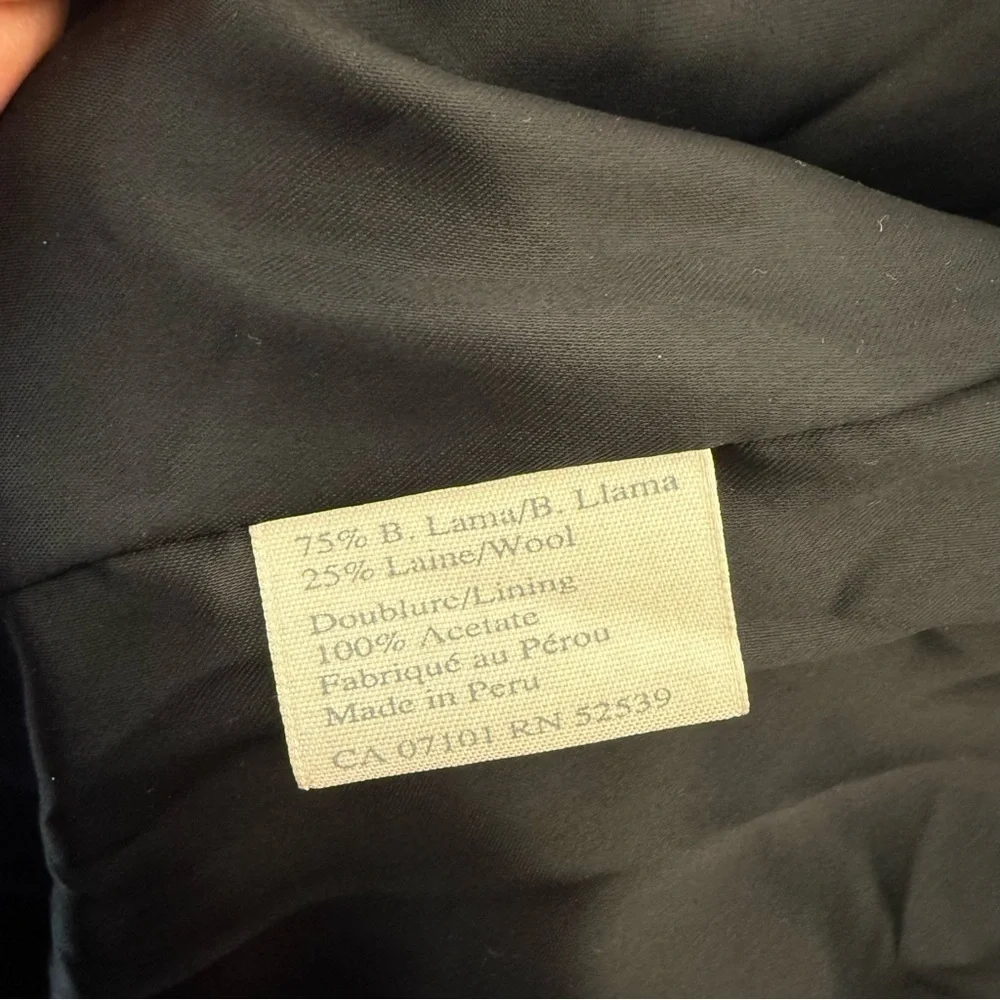 Hilary Radley Baby Llama Wool Blend Overcoat Women 14 Black Incalpaca Jacket